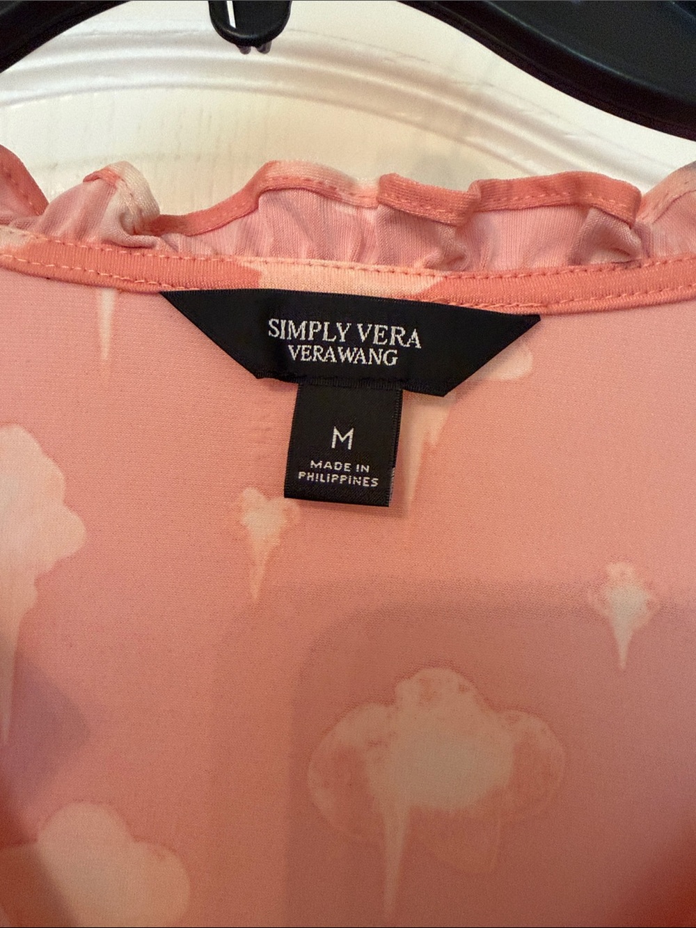 Simply Vera Vera Wang Coral Blouse with Cream Floral Print - Picture 2 of 6